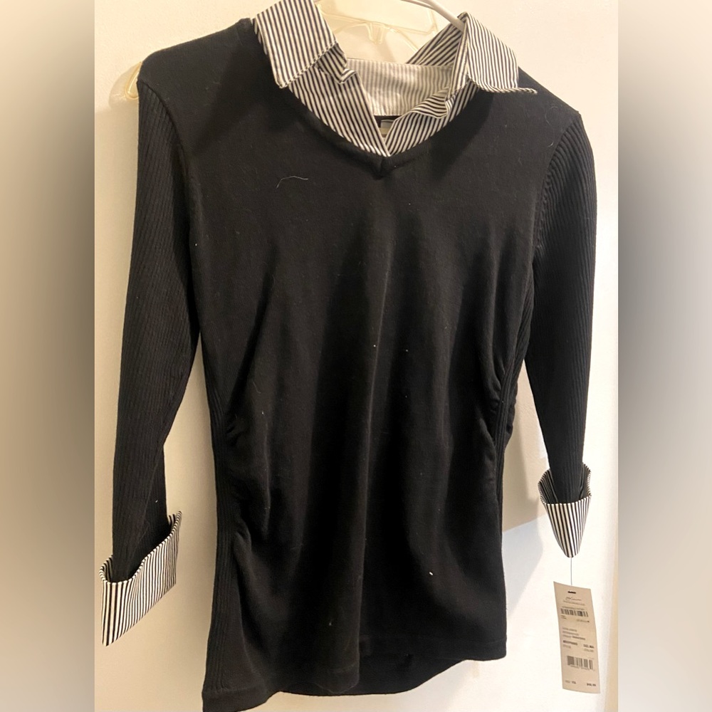 Sweater with collared shirt